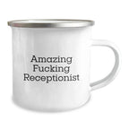Funny Receptionist Gifts for Coworkers - 'Amazing F--king Receptionist' Quote Christmas Unique Mugs for Men Women Friends Family