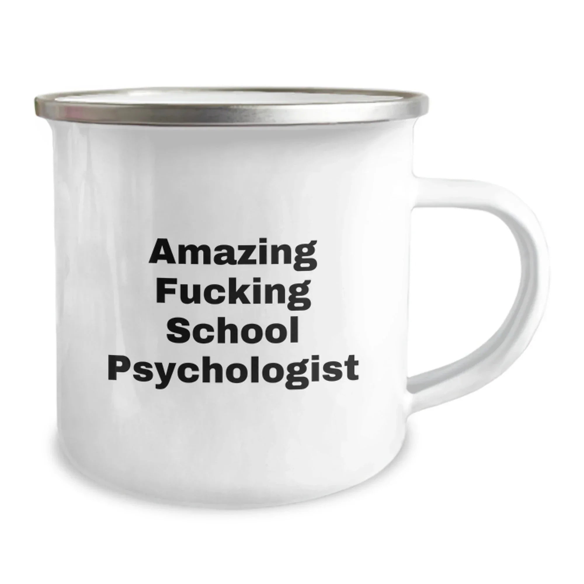 Funny School Psychologist Gifts from Friends - Christmas Unique Mugs for School Psychologist Coworkers - 'Amazing F--king School Psychologist' Quote on Camping Mugs