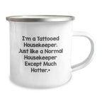 Funny Housekeeper Gifts for Christmas Camping Mug - Unique Tattooed Housekeeper Mugs for Women, Perfect Housekeeper Mug, Housekeeper Gift Ideas