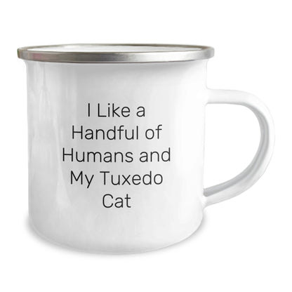 Tuxedo Cat Lovers Gifts from Friends for Birthday Unique, Funny Camping Mug - Image 2