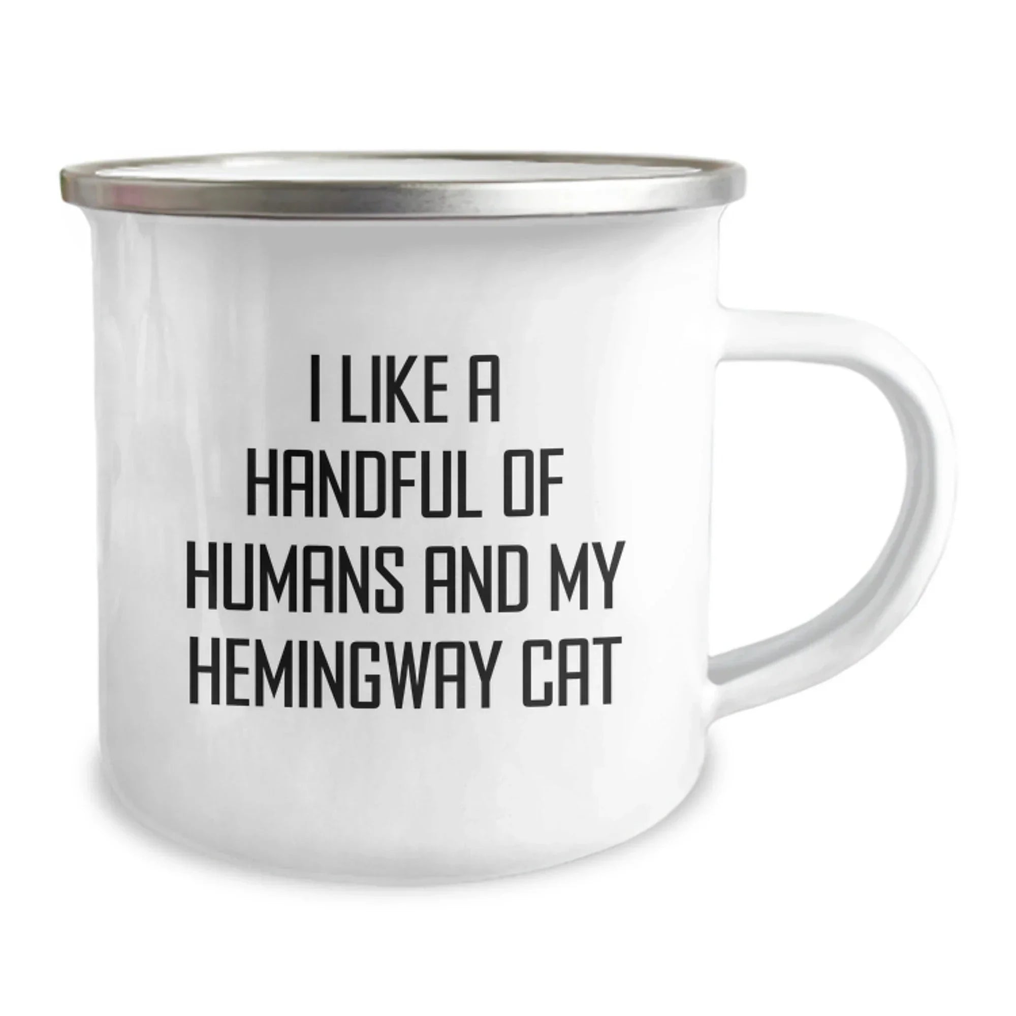 Hemingway Cat Lovers Camping Mug, Funny Gifts from Men to Women Friends Family, I Like A Handful Of Humans And My Hemingway Cat, Birthday Unique Gifts