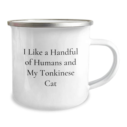 Funny Tonkinese Cat Gifts from Friends for Graduation Unique Gifts - I Like A Handful Of Humans And My Tonkinese Cat Camping Mug - Image 2