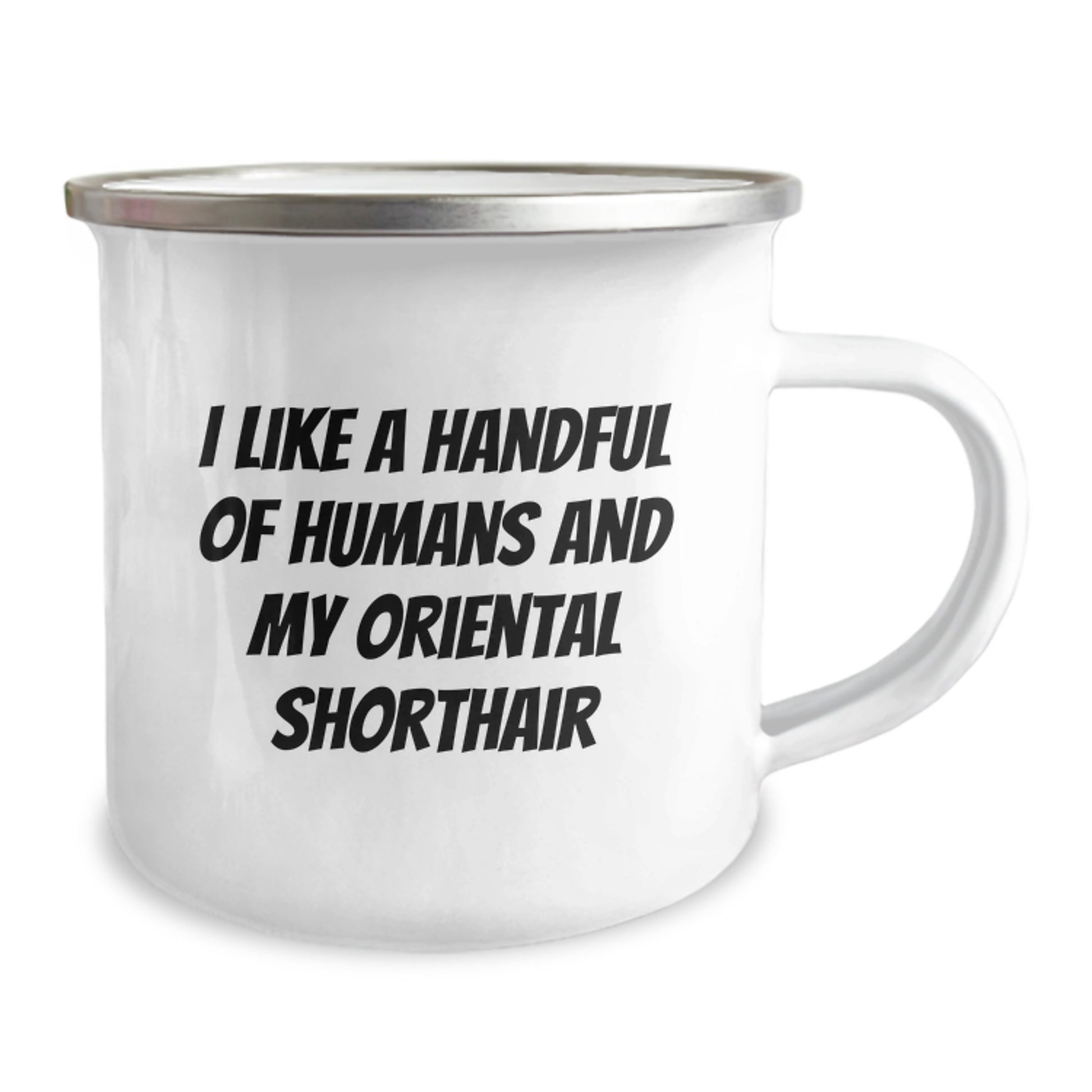 Oriental Shorthair Cat Lovers Camping Mug, Funny Gift for Friends and Family, 'I Like A Handful Of Humans And My Oriental Shorthair', Birthday Unique Gifts from Men - Image 2