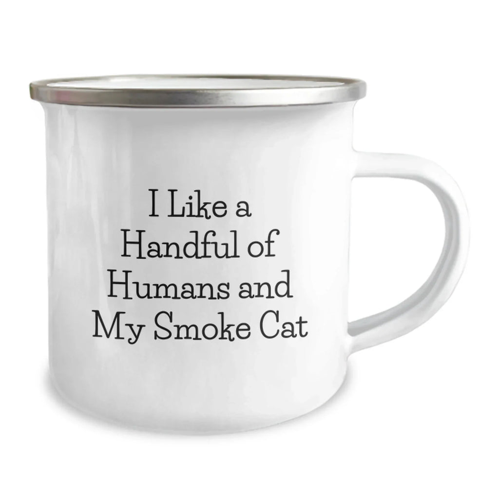 Funny Smoke Cat Gifts for Men from Family - I Like A Handful Of Humans And My Smoke Cat Christmas Unique