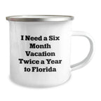 Florida Camping Mug Gifts from Friends and Family for Christmas I Need A Six Month Vacation Twice A Year To Florida Men Women - Funny Quote