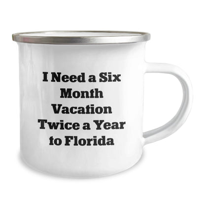 Florida Camping Mug Gifts from Friends and Family for Christmas I Need A Six Month Vacation Twice A Year To Florida Men Women - Funny Quote - Image 2