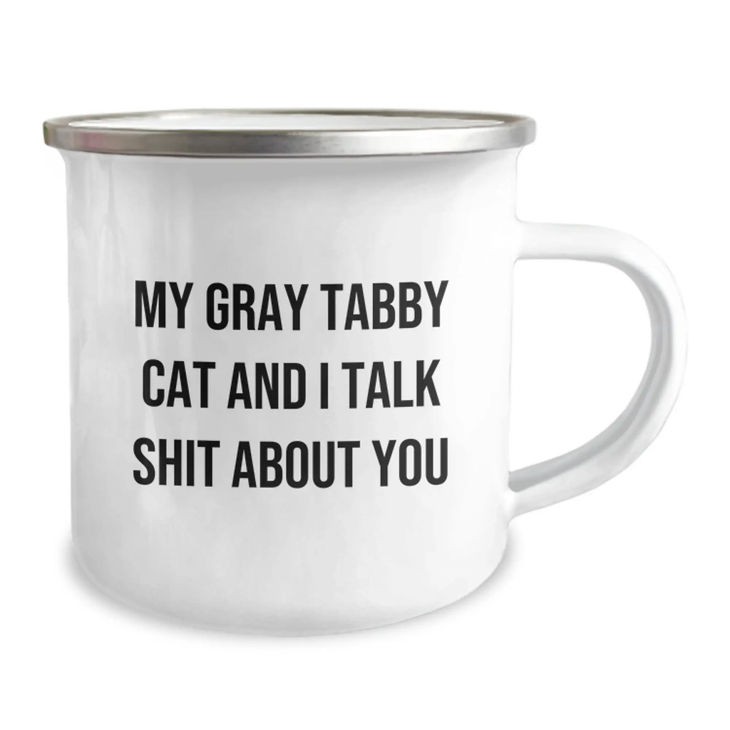 Gray Tabby Cat Keepsake Camping Mug Birthday Gift for Him - Image 2