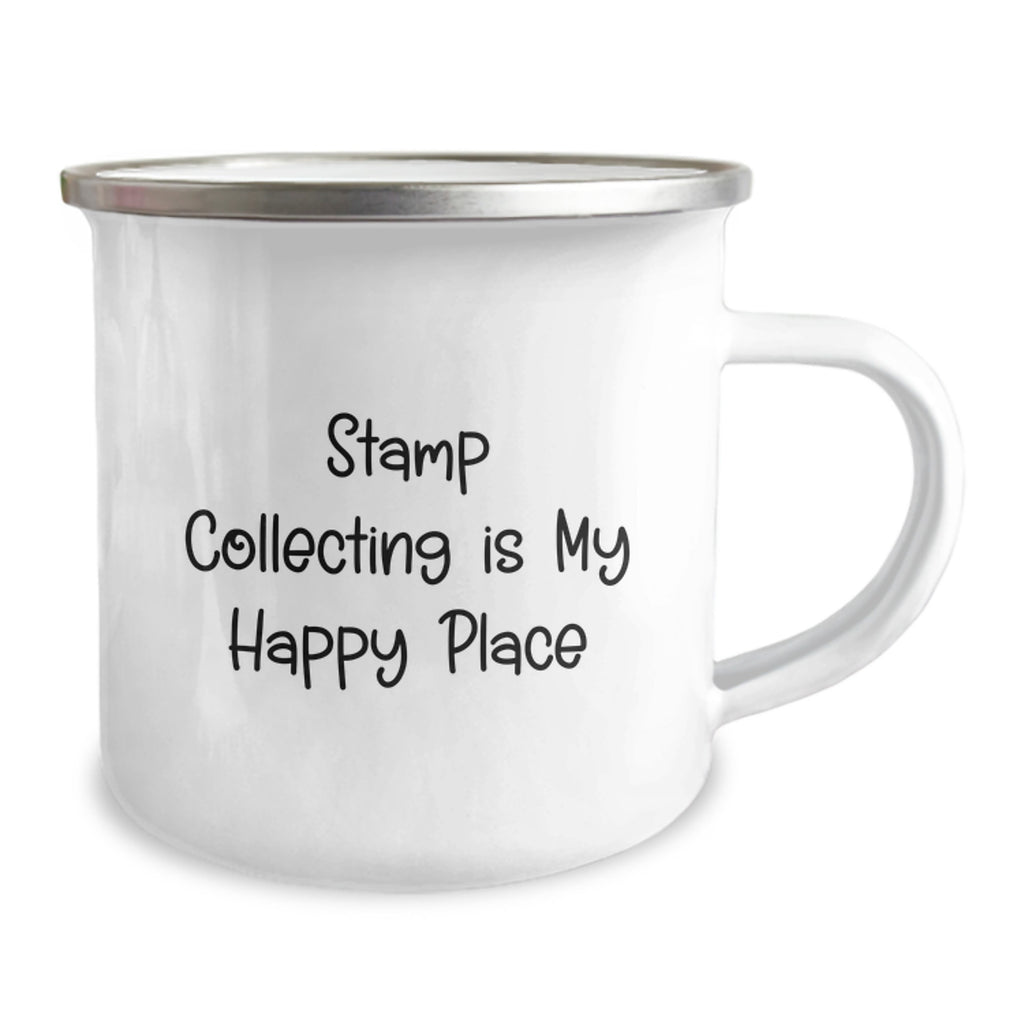 Stamp Collecting Gift for Him - Keepsake Camping Mug with Happy Place - Image 2