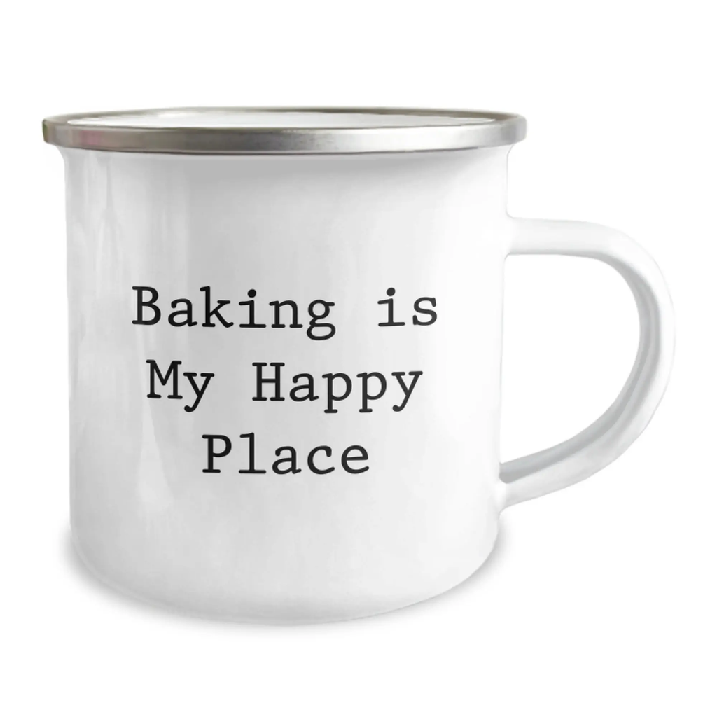 Baking Gifts from Family and Friends - Funny Baking Is My Happy Place Graduation Unique Gifts for Baking Lovers Camping Mug - Image 2