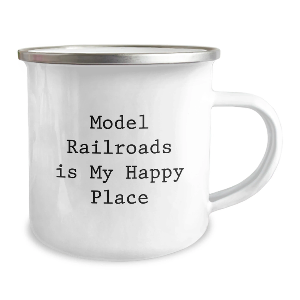 Funny Model Railroads Gifts for Mom - Model Railroads Is My Happy Place Camping Mug, Gifts from Women, Perfect for Model Railroads Enthusiasts, Mother's Day Unique Gifts - Image 2