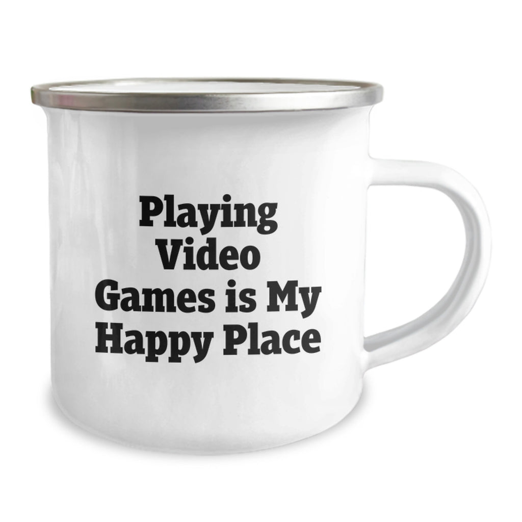 Playing Video Games Gift for Him Keepsake Camping Mug with Happy Place - Image 2