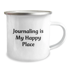 Cute Funny Camping Mug Gifts for Journaling Lovers 'Journaling Is My Happy Place' Graduation Unique Gifts from Family and Friends - Image 2