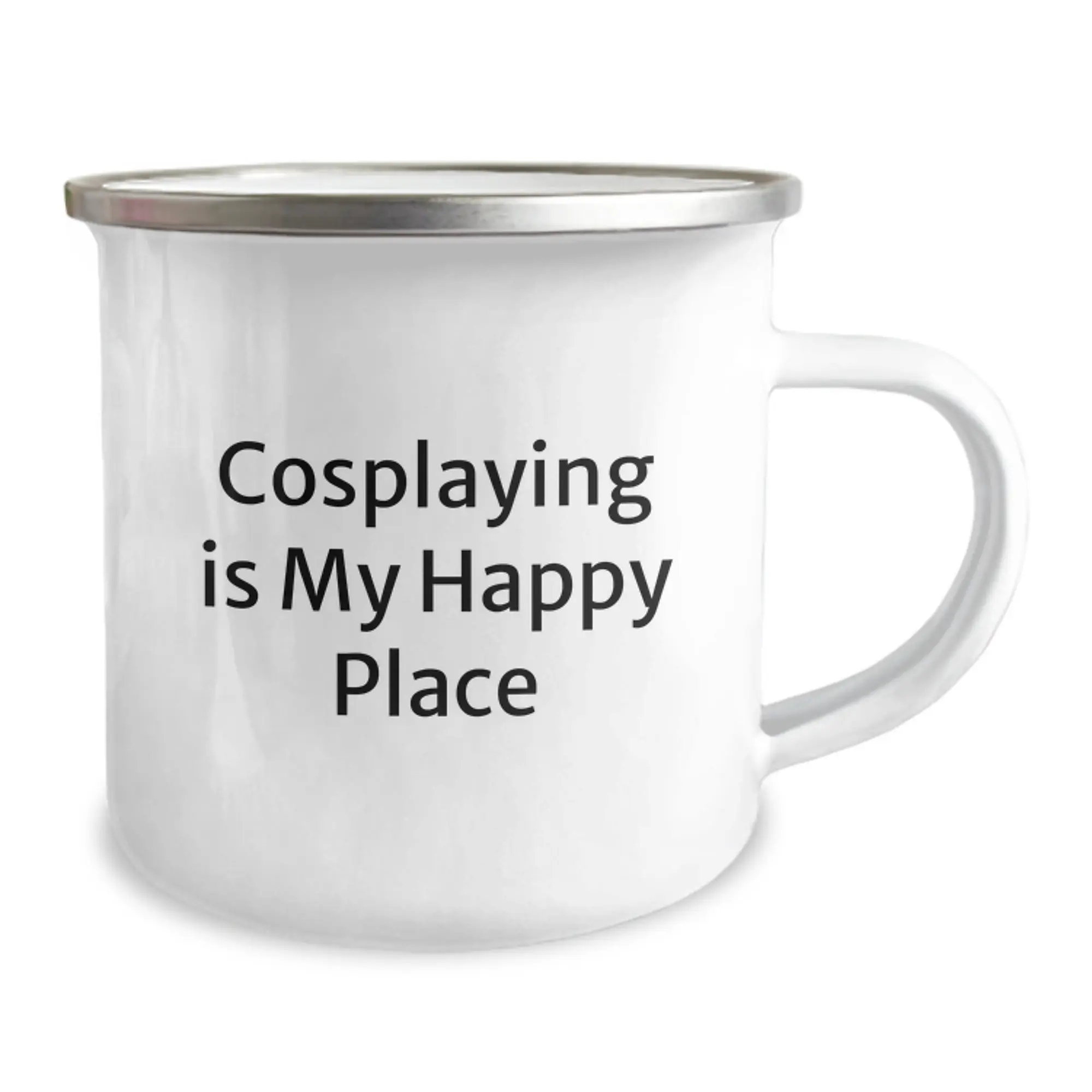 Funny Cosplaying Gifts for Men, Women, Friends - Graduation Unique Gifts from Family, 'Cosplaying Is My Happy Place' Engraved Camping Mug, 12 oz Stainless Steel with Enamel Finish - Image 2