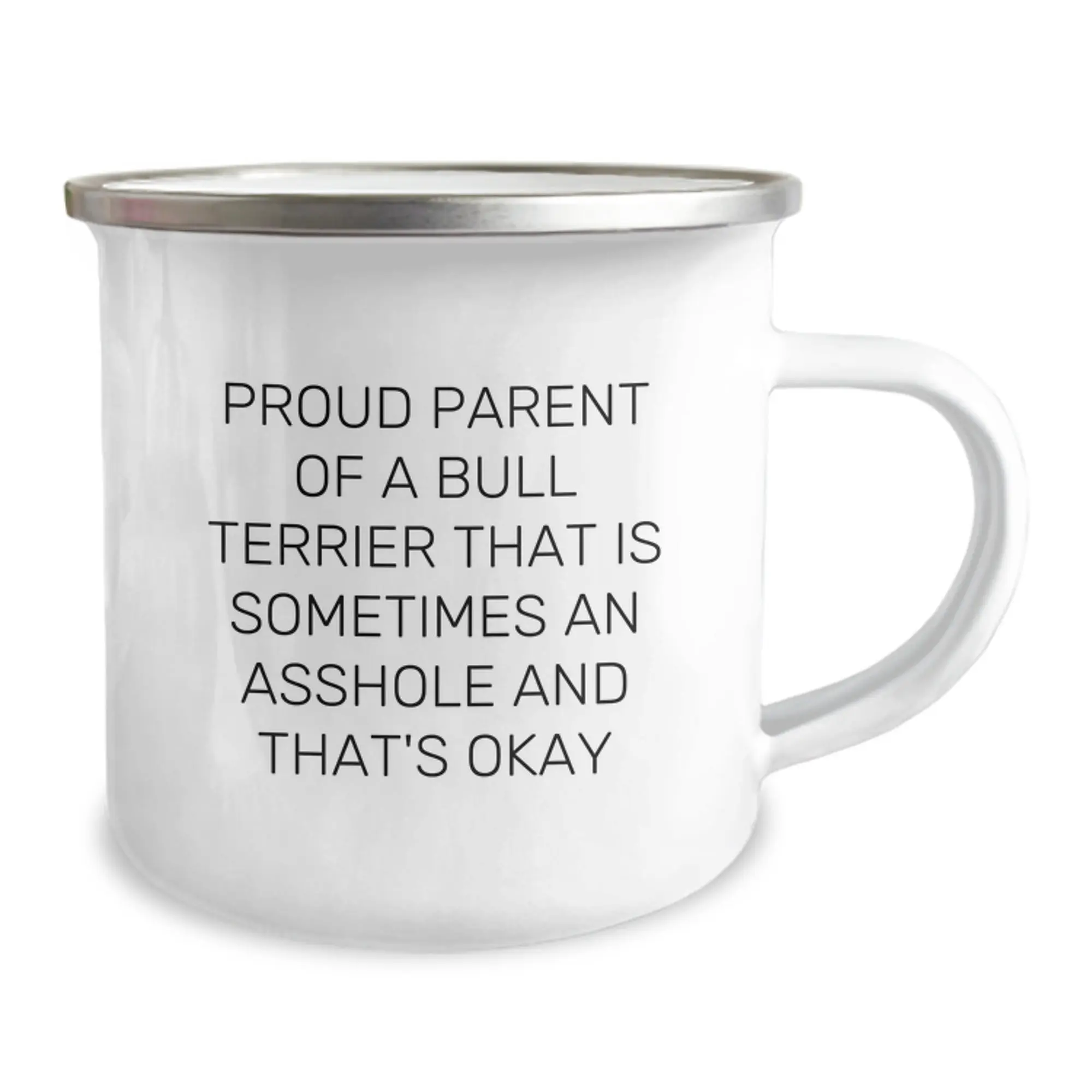 Funny Quotes for Bull Terrier Dog Owners - Gifts for Him from Family to Celebrate Graduation - Camping Mug with Enamel Finish and Stainless Steel - Image 2