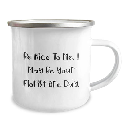 Funny Florist Gifts Christmas Unique Mug, Gifts from Men for Florist Friends, Camping Mug Enamel Finish - Image 2