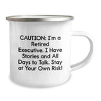 Executive Camping Mug - Funny Storytelling Christmas Unique Gifts for Men from Friends - 12 oz Stainless Steel
