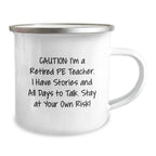 Funny PE Teacher Gifts for Christmas - 'I'm A Retired PE Teacher' Camping Mug, Unique Gifts from Friends and Family