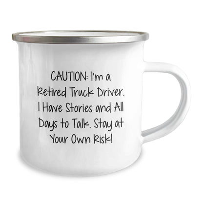 Funny Truck Driver Gifts for Men - Camping Mug with Caution I'm A Retired Truck Driver - Unique Christmas Unique Gifts from Friends to Family - Image 2