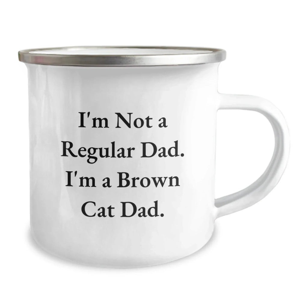 Funny Brown Cat Dad Gifts for Men, Unique Camping Mug for Christmas Unique Gifts from Dad to Brown Cat Lover