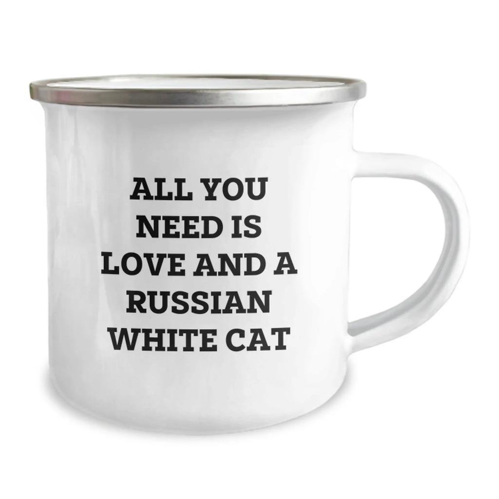 Funny Russian White Cat Camping Mug, Gifts for Russian White Cat Lovers, from Friends, Unique Graduation Celebration - Image 2