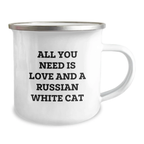 Funny Russian White Cat Camping Mug, Gifts for Russian White Cat Lovers, from Friends, Unique Graduation Celebration - Image 2