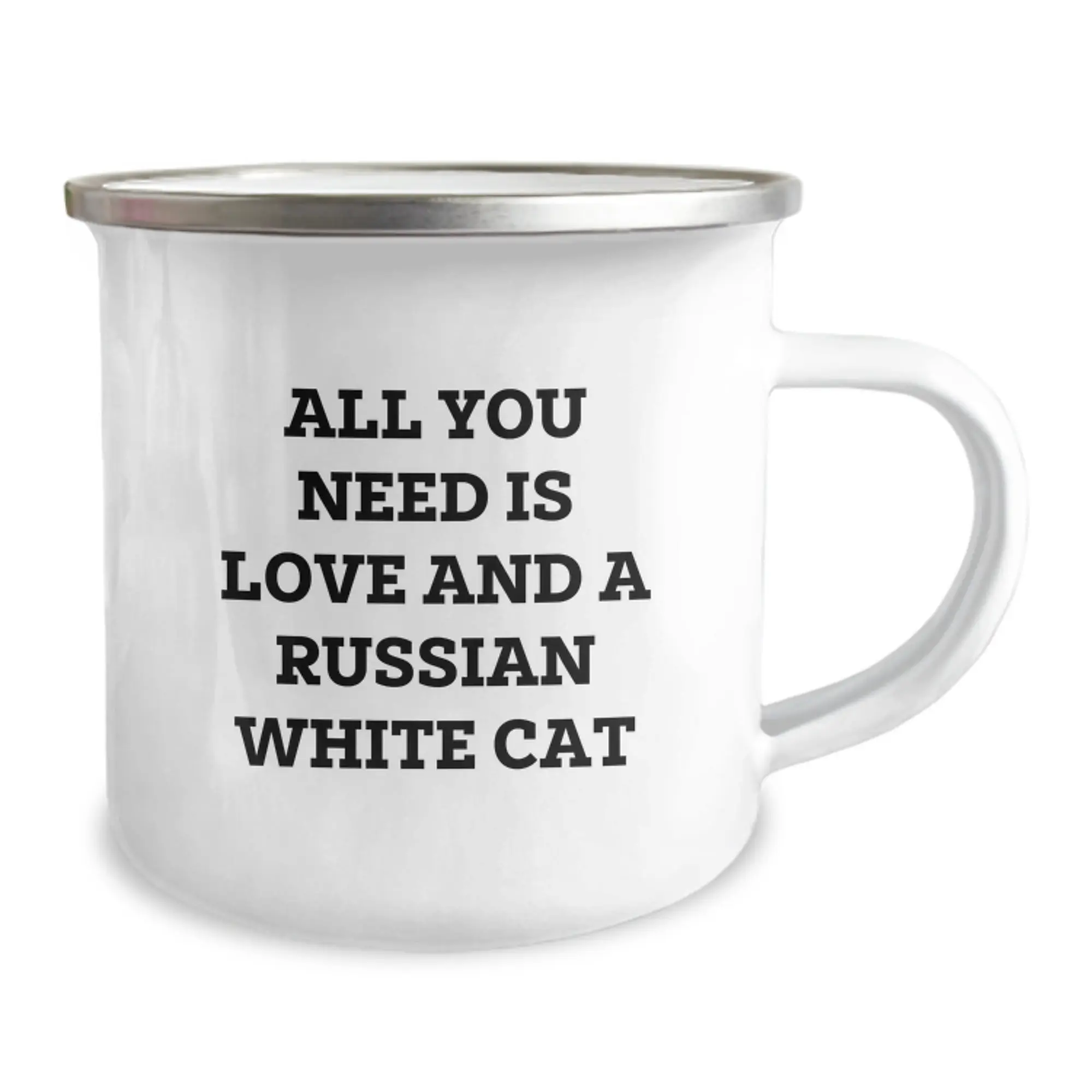 Funny Russian White Cat Camping Mug, Gifts for Russian White Cat Lovers, from Friends, Unique Graduation Celebration - Image 2