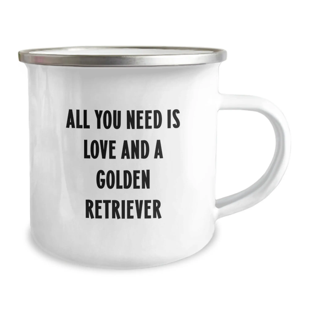 Gifts from Family Members for Golden Retriever Dog Lovers, Birthday Unique Gifts, Funny Camping Mug All You Need Is Love And A Golden Retriever - Image 2