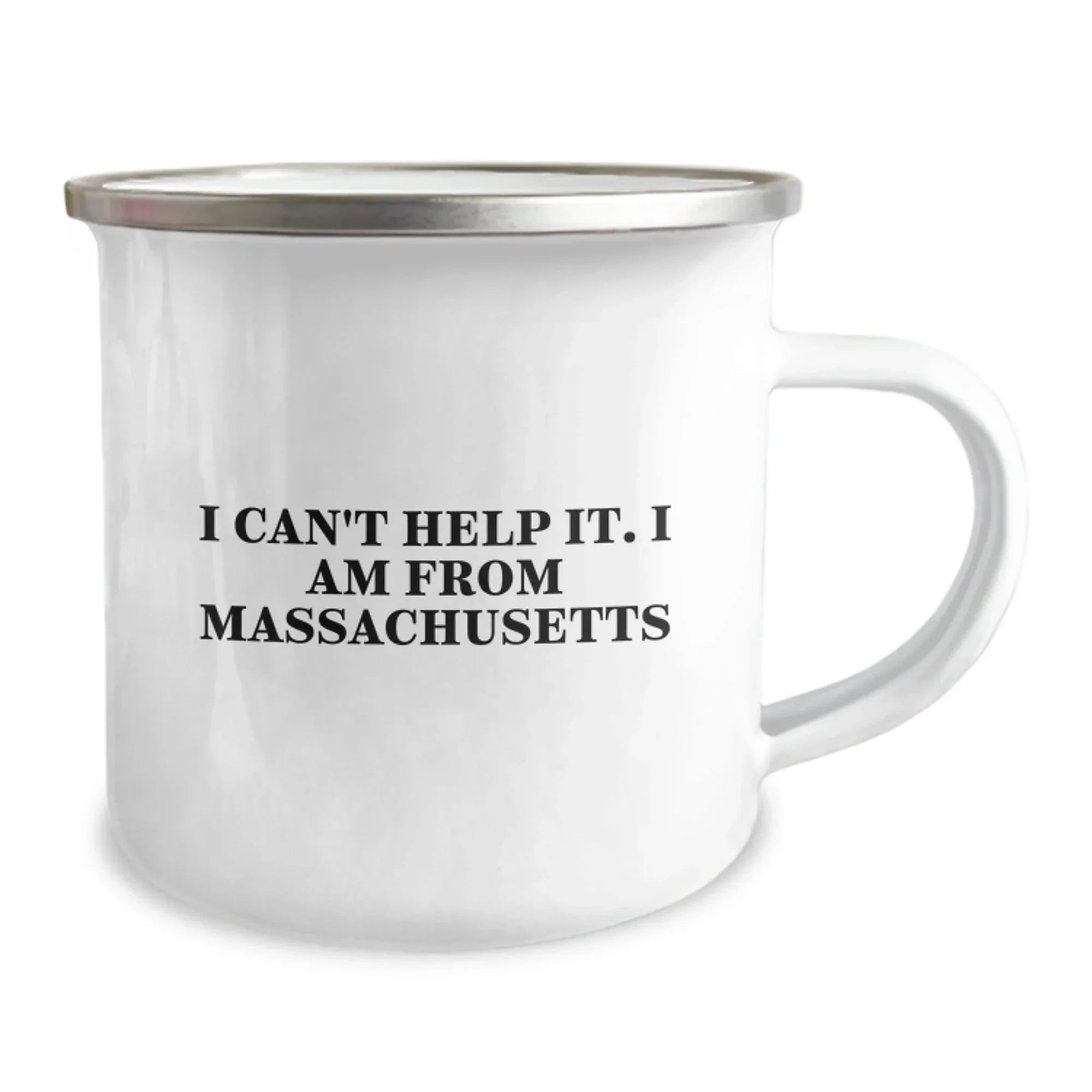Funny Massachusetts Gifts, I Can't Help It. I Am From Massachusetts Camping Mug, Unique Christmas Memorable Presents for Massachusetts Men and Women