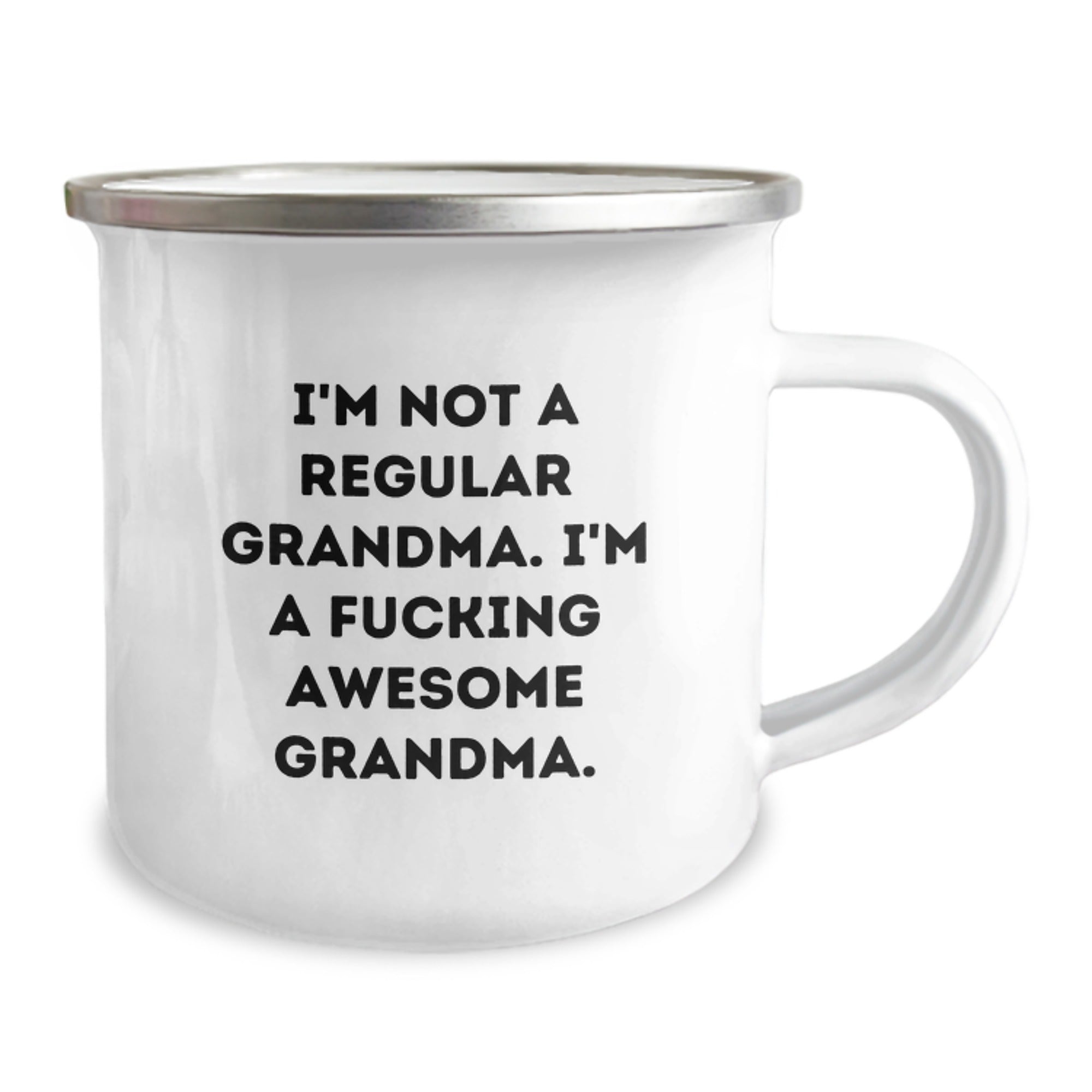 Funny Grandma Gifts from Men Women Friends Family on Valentine's - 'I'm Not A Regular Grandma' Camping Mug