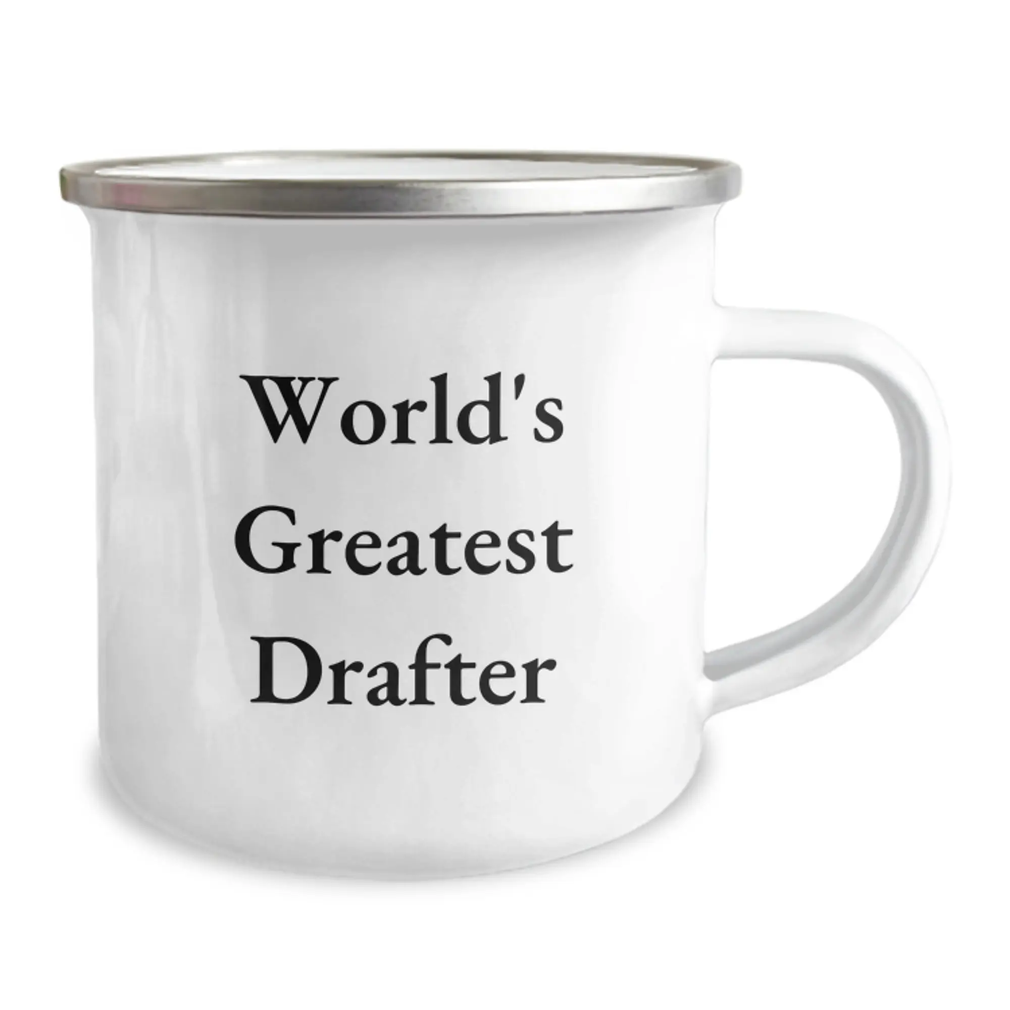 Funny Drafter Gifts for Birthday - 'World's Greatest Drafter' Enamel Camping Mug, Gifts from Family to Friends, 12 oz Stainless Steel - Image 2