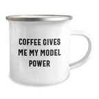 Funny Model Gifts from Friends, Christmas Unique Model Mug, Camping Mug with 'Coffee Gives Me My Model Power' Quote, Perfect for Model Enthusiasts