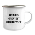 Funny Hairdresser Gifts from Friends for Birthday Unique Camping Mugs, World's Greatest Hairdresser - Image 2