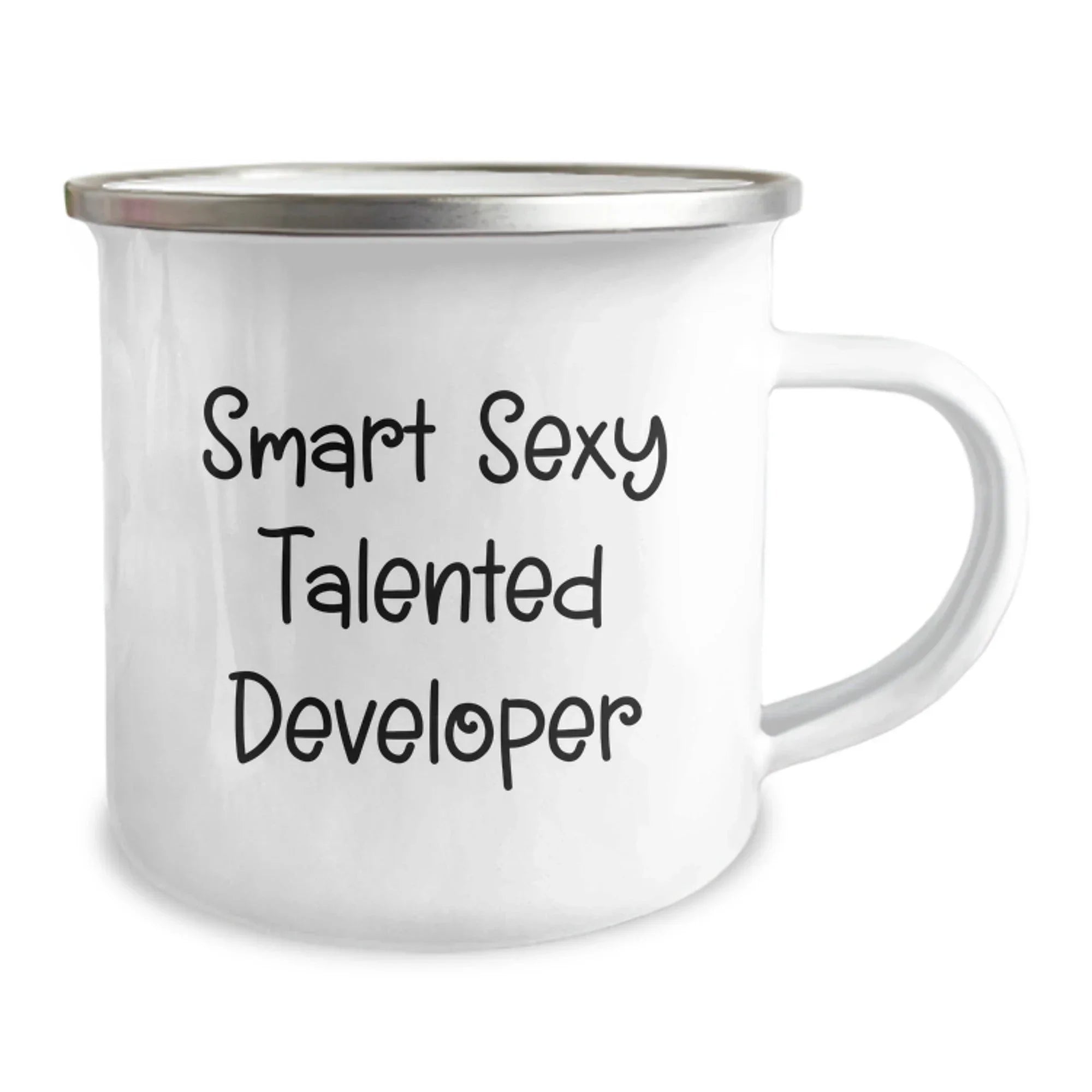 Smart Sexy Talented Developer Gifts, Funny Birthday Mug for Coders, Camping Mug from Friends, 12 oz Stainless Steel with Enamel Finish
