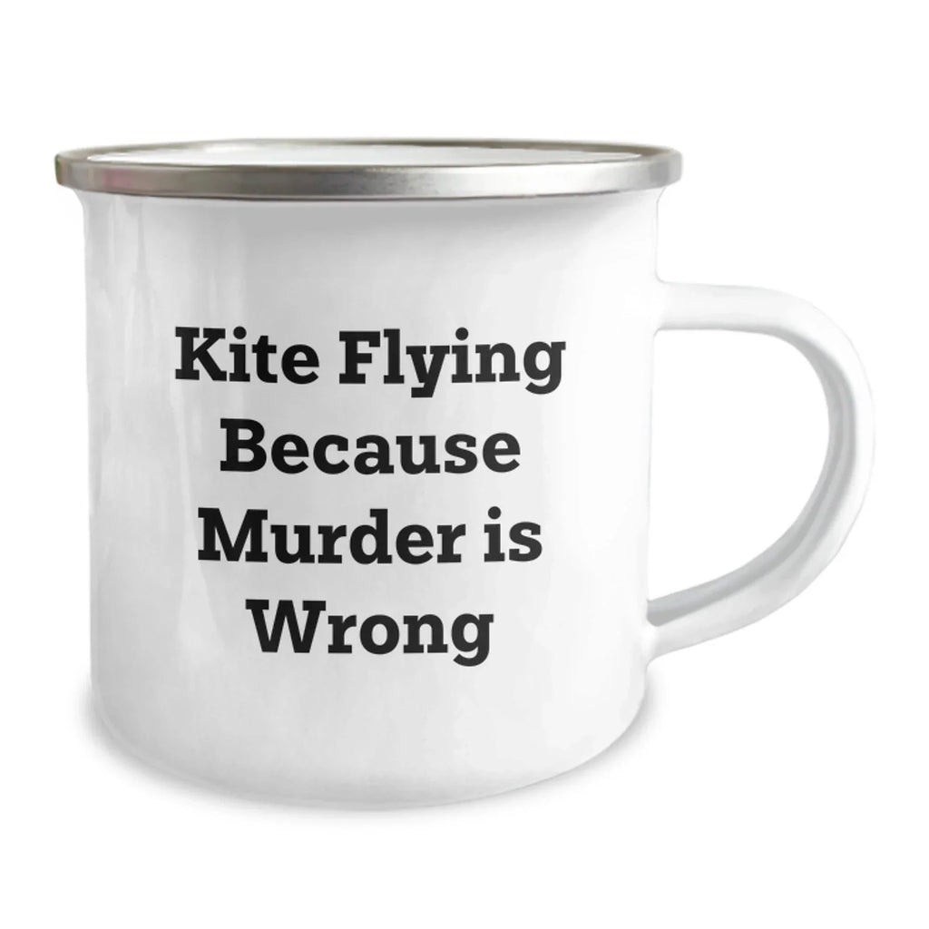 Kite Flying Gifts for Friends, Funny 'Murder Is Wrong' Camping Mug, Graduation Unique from Men