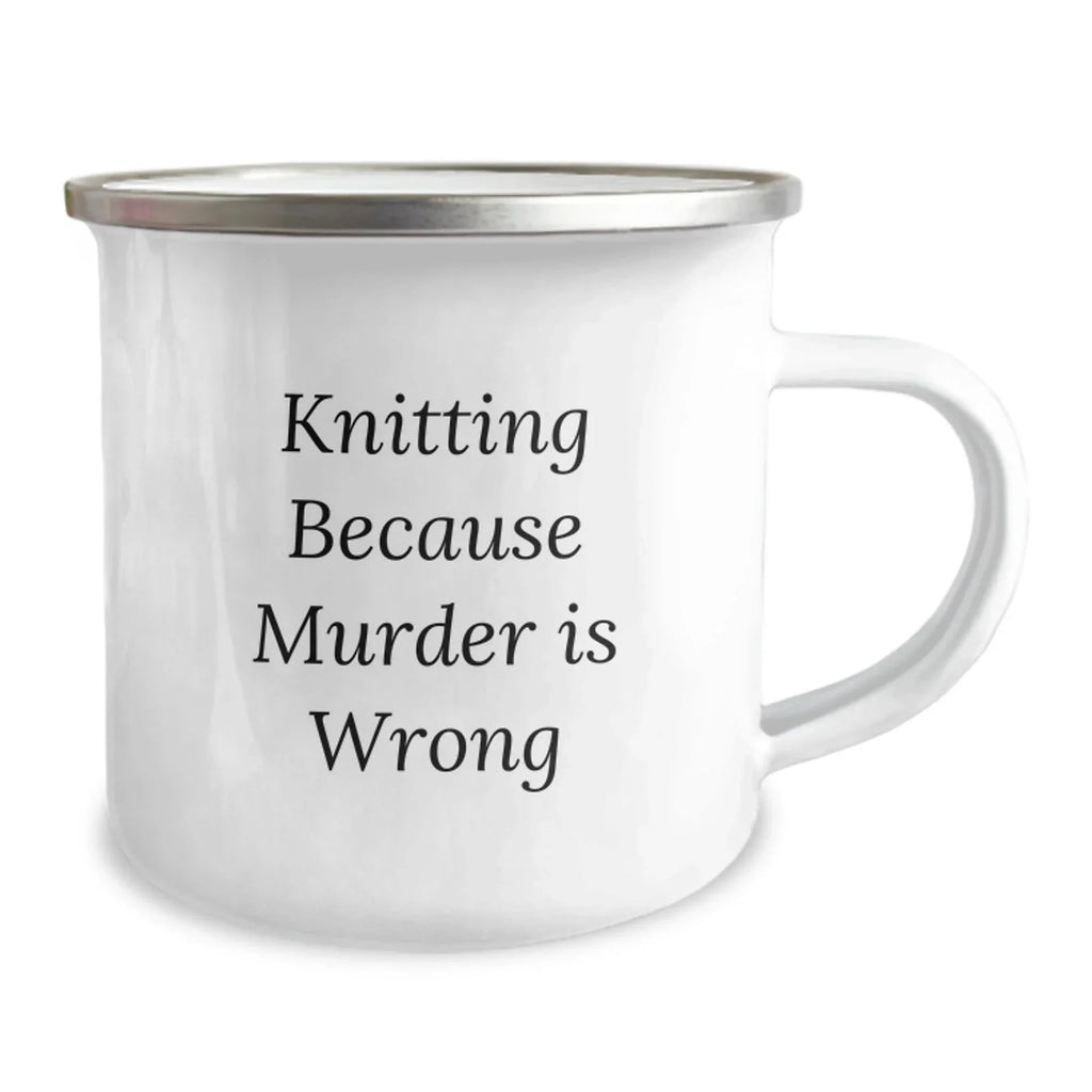 Funny Knitting Camping Mug Gifts from Men to Knitting Lovers for Christmas - Knitting Because Murder Is Wrong