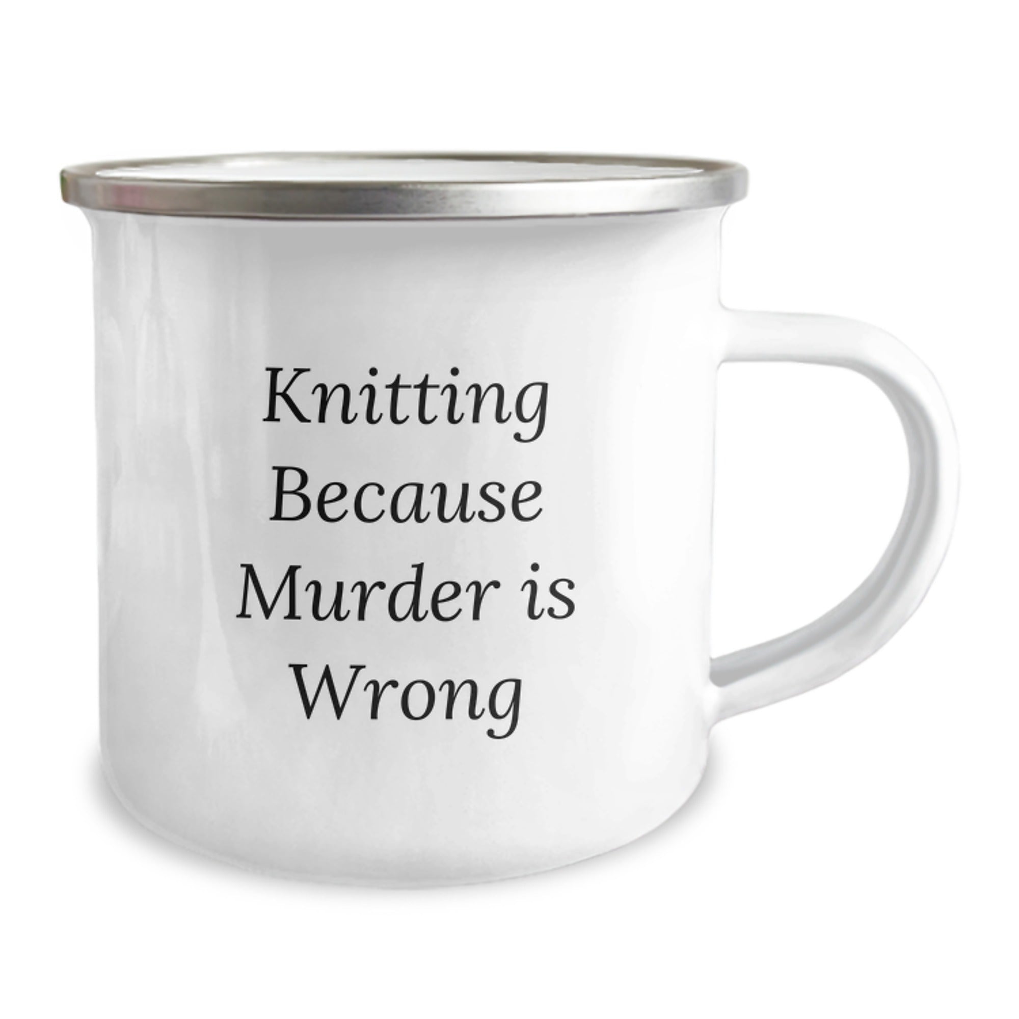 Funny Knitting Camping Mug Gifts from Men to Knitting Lovers for Christmas - Knitting Because Murder Is Wrong - Image 2