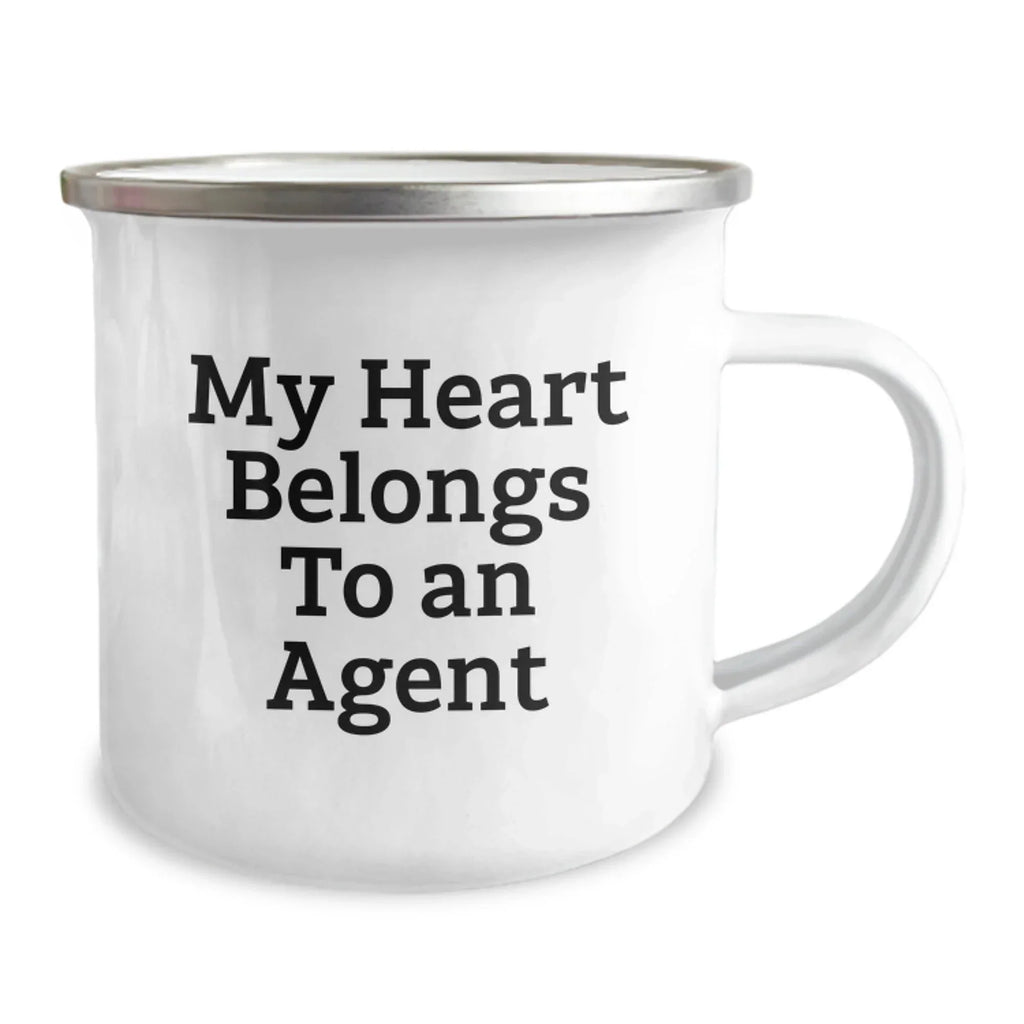 Funny Agent Gifts, My Heart Belongs To An Agent, Birthday Unique Agent Camping Mug, Gifts from Men to Agent, for Agent