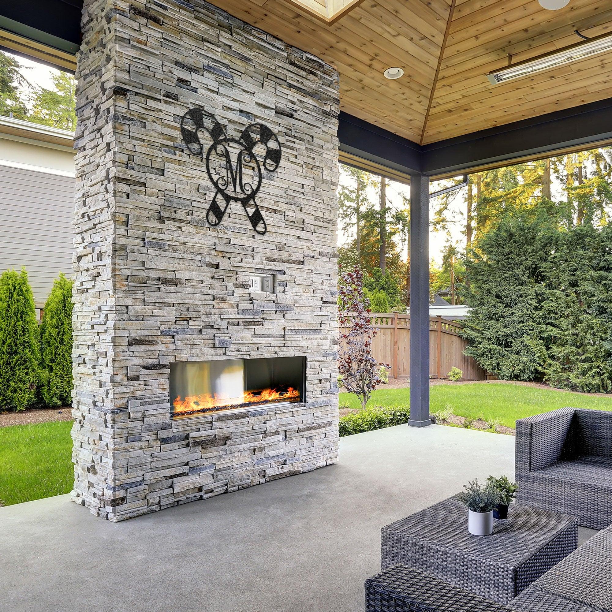 Candy Cane Custom Family Name Initial Indoor Outdoor Holiday Steel Sign - Mallard Moon Gift Shop