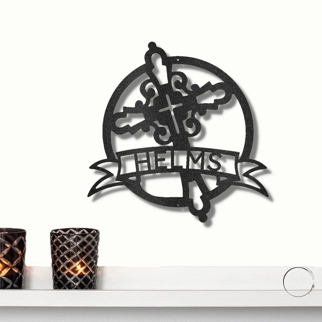 Catholic Cross Custom Name Monogram Metal Art Wall Sign
