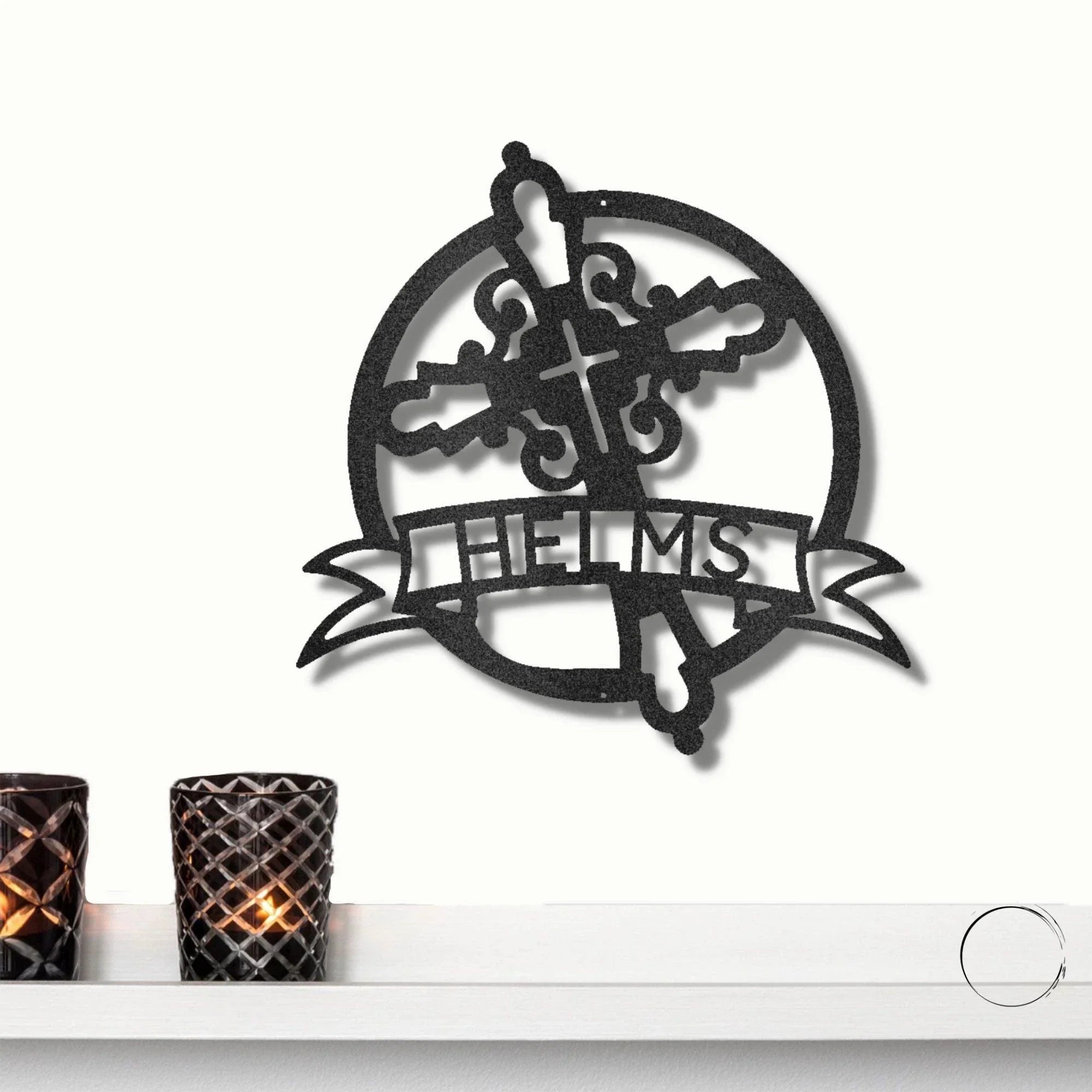 Catholic Cross Custom Name Monogram Metal Art Wall Sign