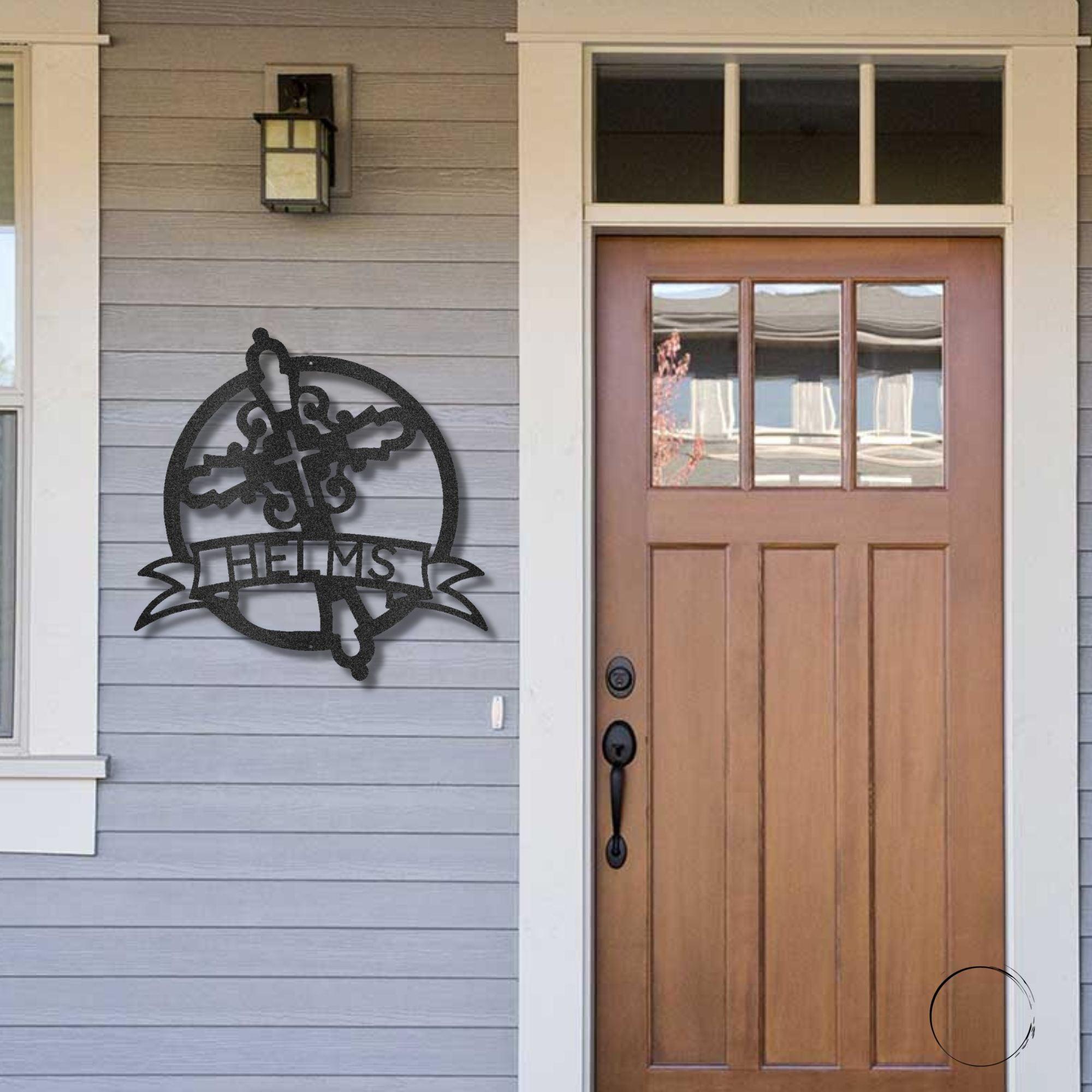 Catholic Cross Custom Name Monogram Metal Art Wall Sign - Mallard Moon Gift Shop