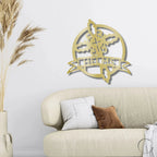 Catholic Cross Custom Name Monogram Metal Art Wall Sign