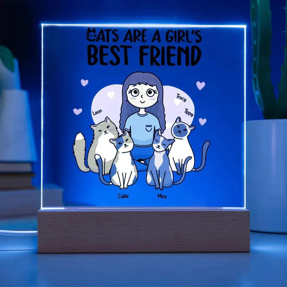 Cats are a Girl's Bet Friend Personalized Acrylic Plaque