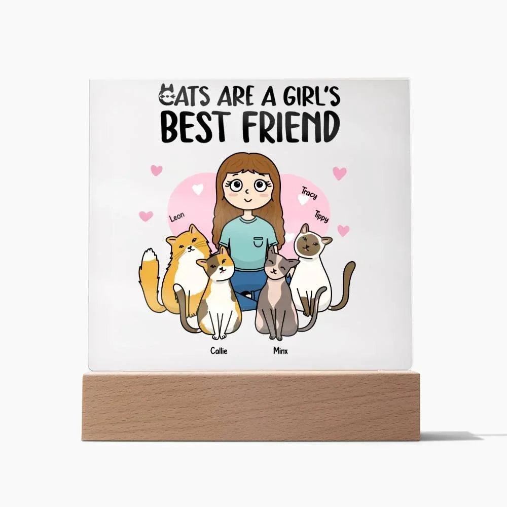 Cats are a Girl's Bet Friend Personalized Acrylic Plaque