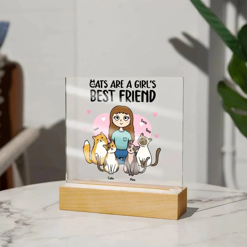 Cats are a Girl's Bet Friend Personalized Acrylic Plaque