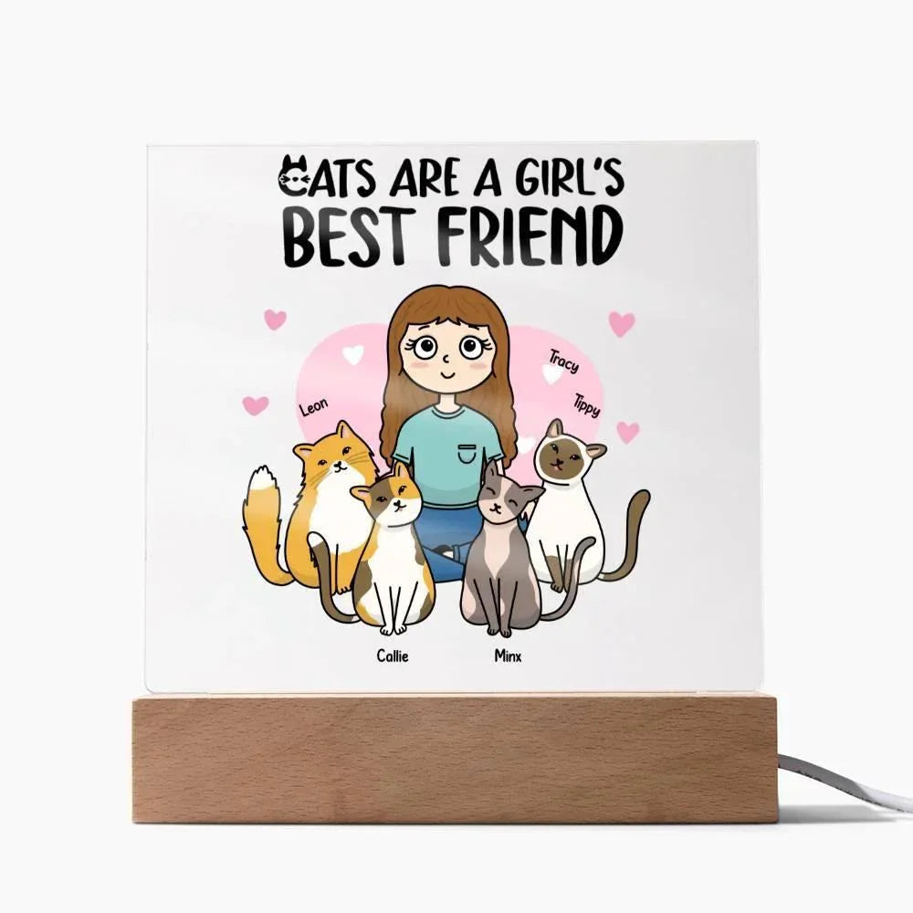 Cats are a Girl's Bet Friend Personalized Acrylic Plaque