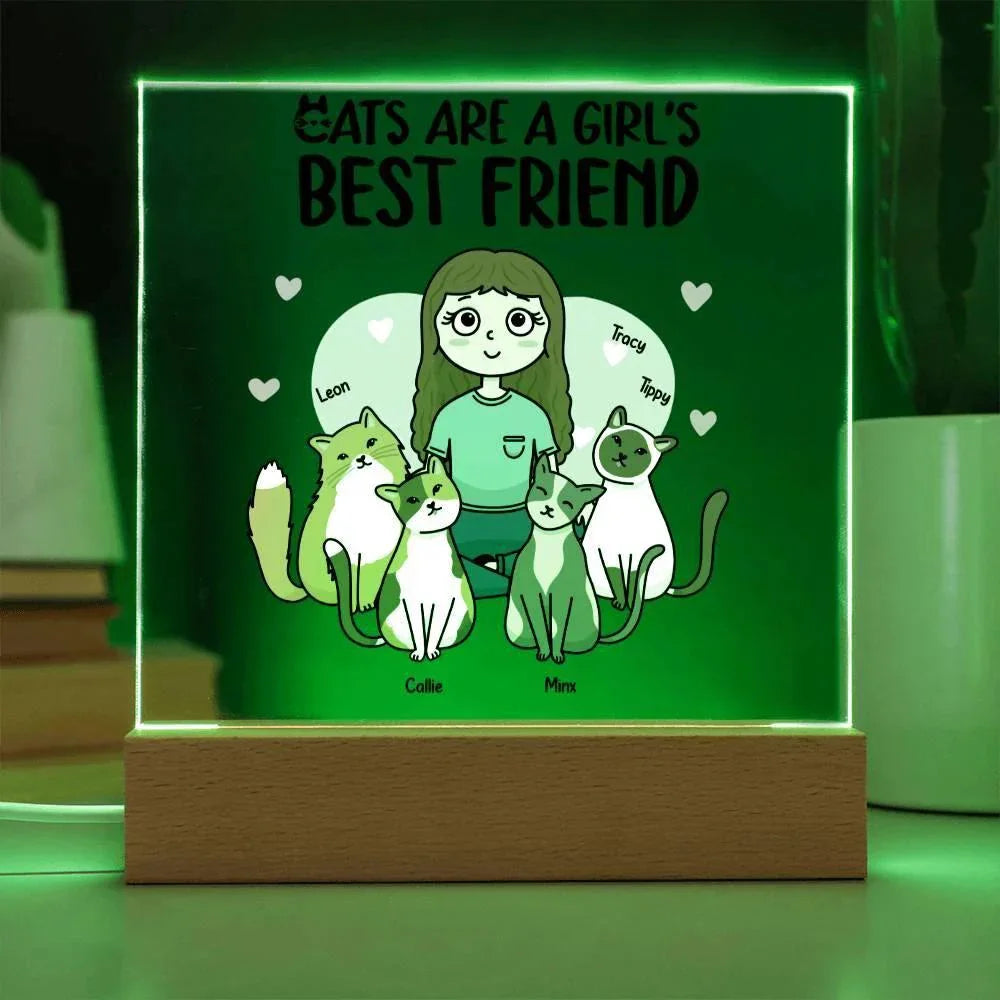 Cats are a Girl's Bet Friend Personalized Acrylic Plaque