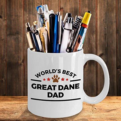 Spring Pet Products World's Best Great Dane Dad - Funny Great Dane Lover White Ceramic Mug, Gift for Dog Moms, Dads, and Pet Parents