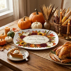 Personalized Thanksgiving Platter, Custom Family Name Harvest Serving Platter, Woodland Fall Decor, Pumpkin Sunflower Hostess Gift, 10x14