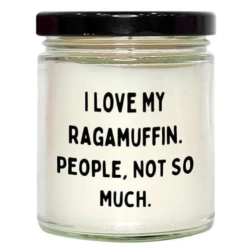 Ragamuffin Cat Lovers Gifts, Funny Candle for Friends, Family, or Coworkers - 9oz Vanilla Soy Candle, Made in USA, Christmas Unique Gift